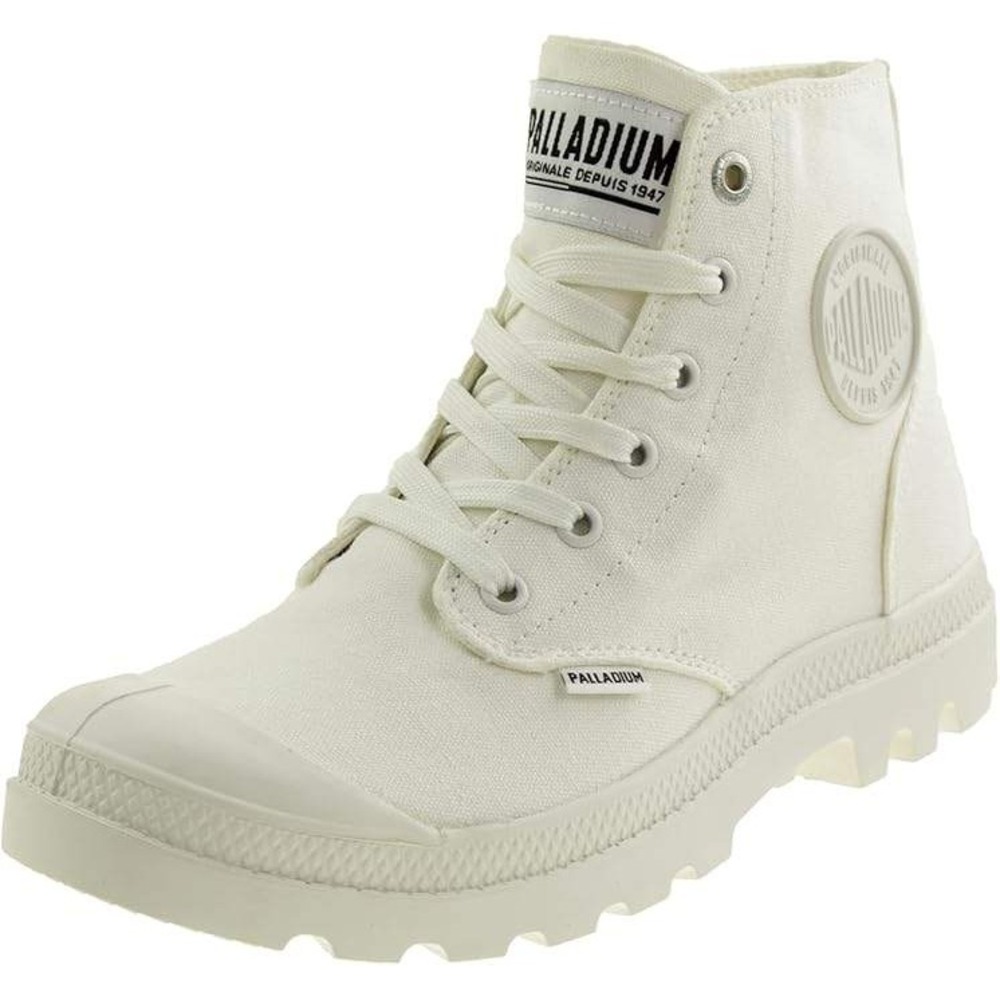 Palladium Pampa Boots‎ Womens White Canvas High Top Lace Up Casual Shoes NIB 9